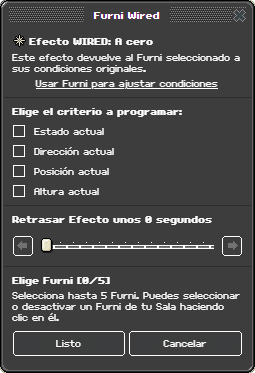 Ventana de configuración de A cero