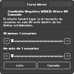 Ventana de configuración de Aforo NO Coincide
