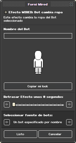 Ventana de configuración de Bot cambia ropa