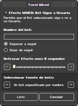 Ventana de configuración de Bot Sigue a Usuario