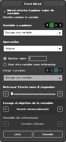 Ventana de configuración de Cambiar valor de variable