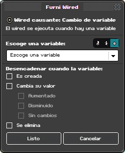 Ventana de configuración de Cambio de variable
