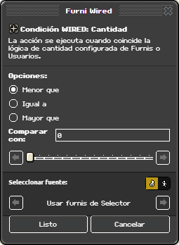 Ventana de configuración de Cantidad