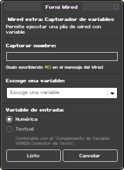 Ventana de configuración de Capturador de variables