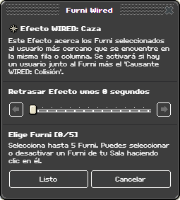 Ventana de configuración de Caza