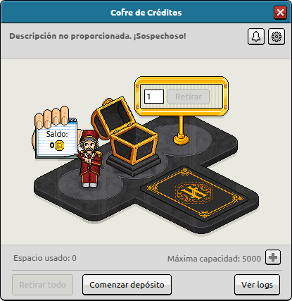 Ventana de configuración de Cofre de Créditos