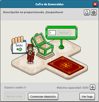 Ventana de configuración de Cofre de Esmeraldas
