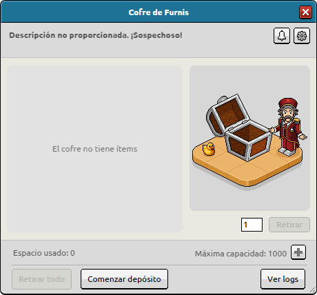 Ventana de configuración de Cofre de Furnis