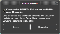 Ventana de configuración de Entra en colisión con Usuario