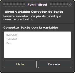 Ventana de configuración de Conector de texto