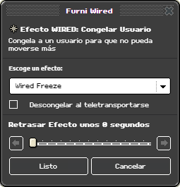 Ventana de configuración de Congelar Usuario