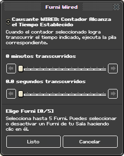 Ventana de configuración de Contador Alcanza el Tiempo Establecido