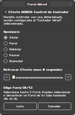 Ventana de configuración de Control de Contador
