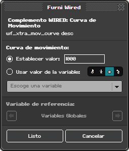 Ventana de configuración de Curva de Movimiento