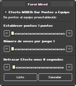 Ventana de configuración de Dar Puntos a Equipo