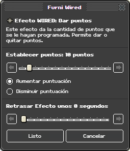Ventana de configuración de Dar puntos