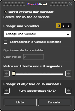 Ventana de configuración de Dar variable