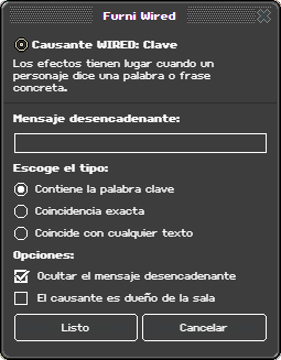 Ventana de configuración de Clave