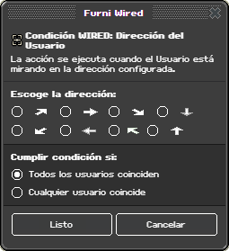 Ventana de configuración de Dirección del Usuario