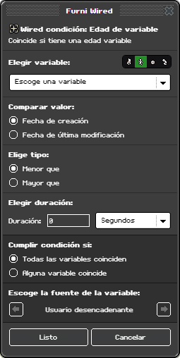 Ventana de configuración de Edad de variable