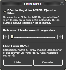 Ventana de configuración de Ejecutar pilas Negativo