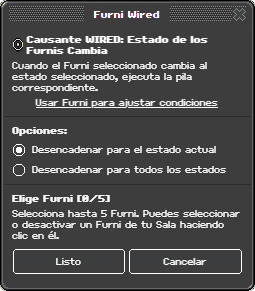 Ventana de configuración de Estado de los Furnis Cambia