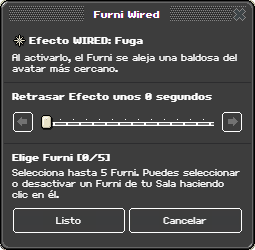 Ventana de configuración de Fuga