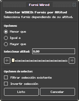 Ventana de configuración de Furnis por Altitud