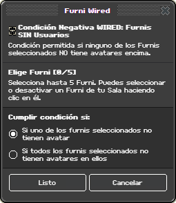Ventana de configuración de Furnis SIN Usuarios