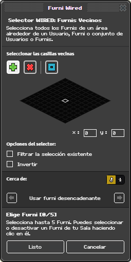 Ventana de configuración de Furnis Vecinos