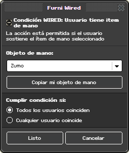 Ventana de configuración de Usuario tiene item de mano
