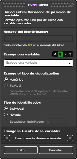 Ventana de configuración de Marcador de posición de variable