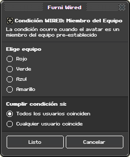 Ventana de configuración de Miembro del Equipo