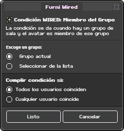 Ventana de configuración de Miembro del Grupo