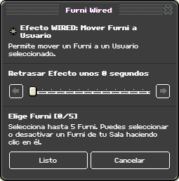 Ventana de configuración de Mover Furni a Usuario