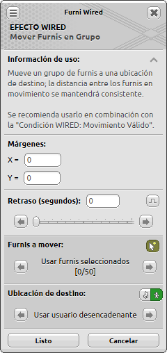 Ventana de configuración de Mover Furnis en Grupo