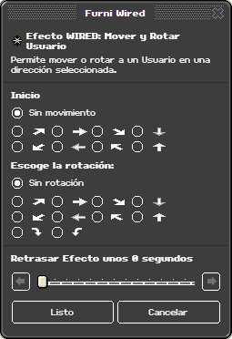 Ventana de configuración de Mover y Rotar Usuario
