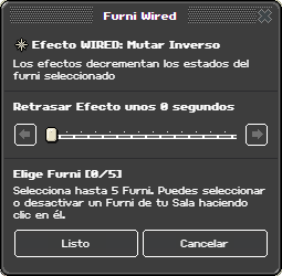 Ventana de configuración de Mutar Inverso