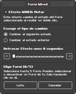 Ventana de configuración de Mutar