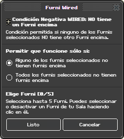 Ventana de configuración de NO tiene un Furni encima