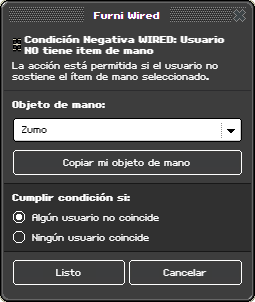 Ventana de configuración de Usuario NO tiene item de mano