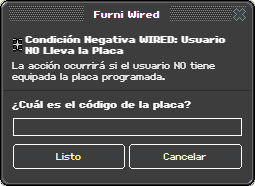 Ventana de configuración de Usuario NO Lleva la Placa
