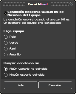 Ventana de configuración de NO es Miembro del Equipo