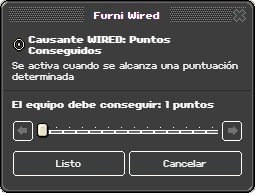 Ventana de configuración de Puntos Conseguidos