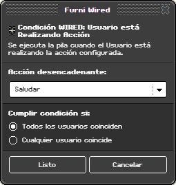 Ventana de configuración de Usuario está Realizando Acción
