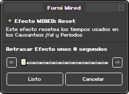 Ventana de configuración de Reset
