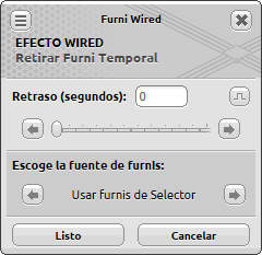 Ventana de configuración de Retirar Furni Temporal