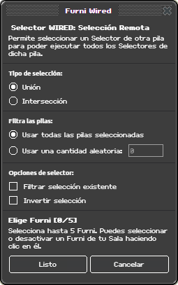 Ventana de configuración de Selección Remota