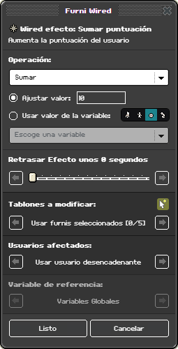 Ventana de configuración de Sumar puntuación