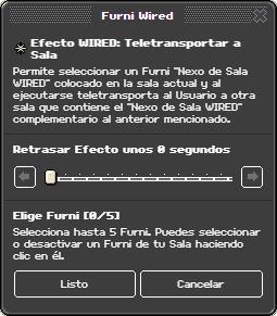 Ventana de configuración de Teletransportar a Sala